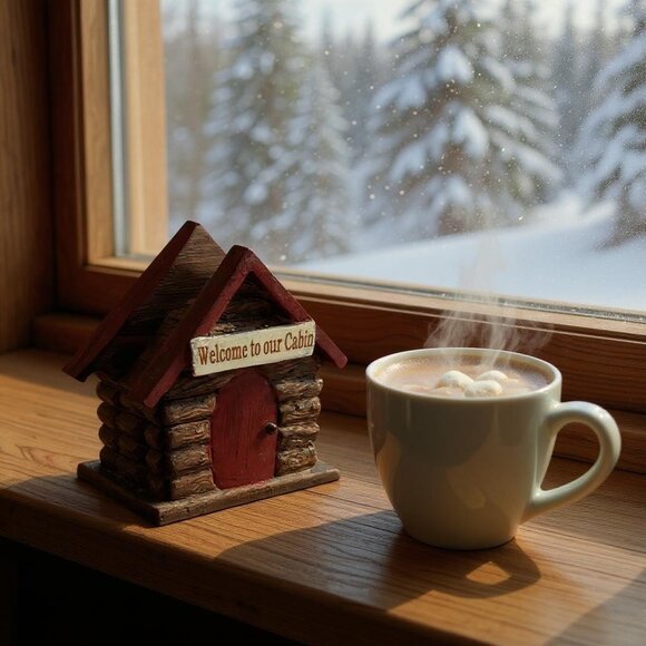 Rustic Welcome to Our Cabin Napkin Holder Log House Lodge Decor Resin - Picture 2 of 8